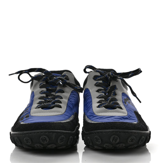 Nylon Calfskin CC Sneakers 39 Blue Black Grey