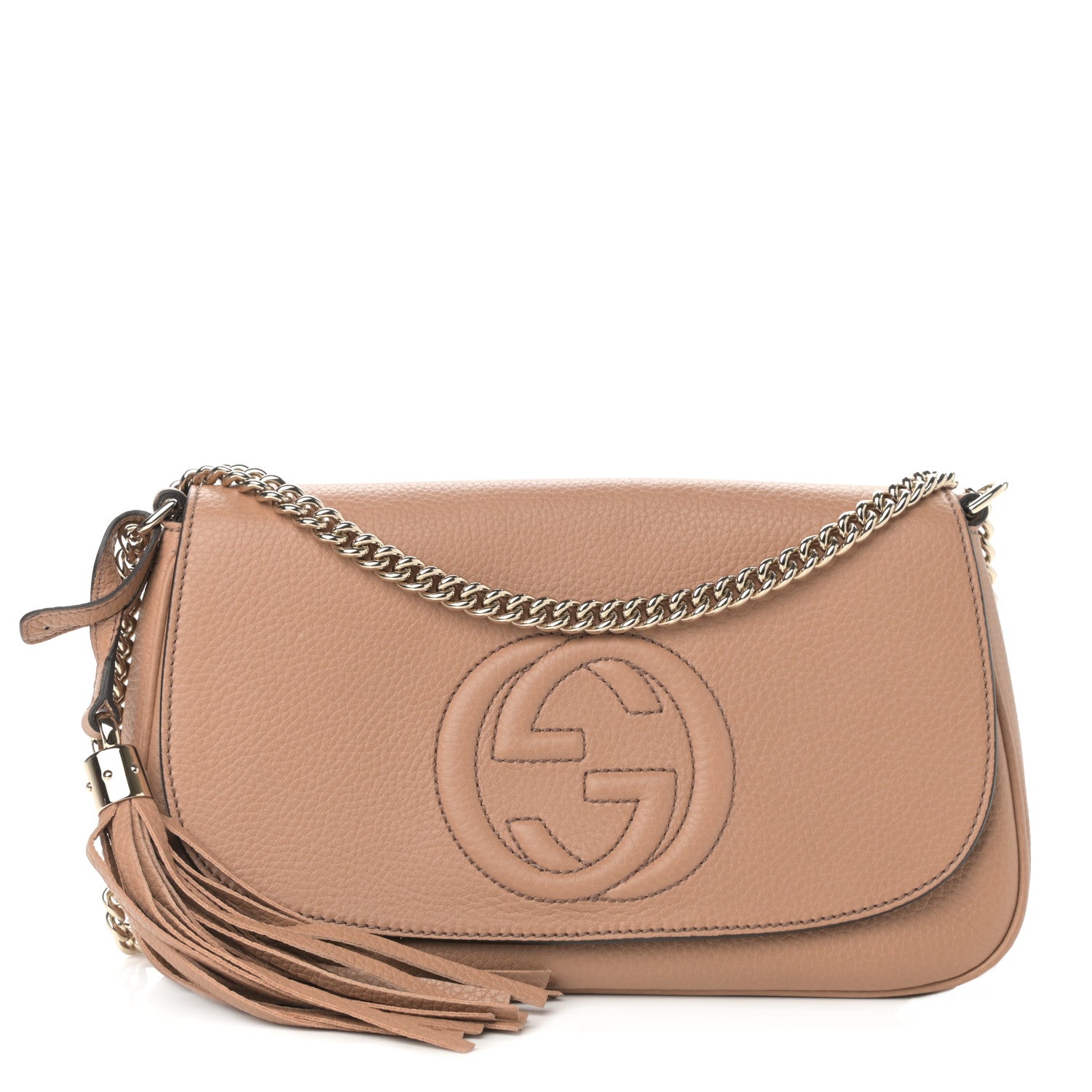 Gucci Pebbled Calfskin Medium Soho Flap Crossbody Camelia 1 of 10