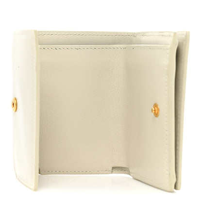 Saint Laurent Calfskin Star Print Monogram Trifold Wallet White 5 of 12