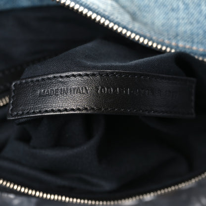 Balenciaga Washed Frayed Denim Crystal Neo Cagole City Handbag Blue 7 of 9