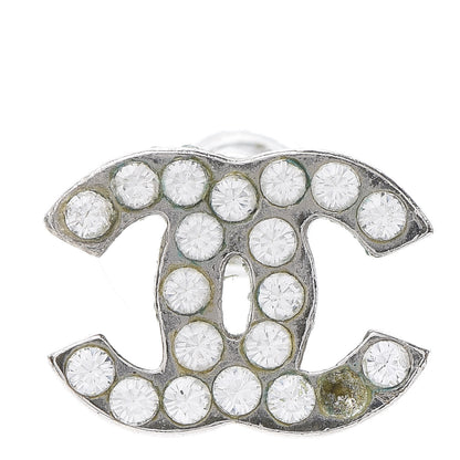 Chanel Crystal Mini Timeless CC Earrings Silver 5 of 7
