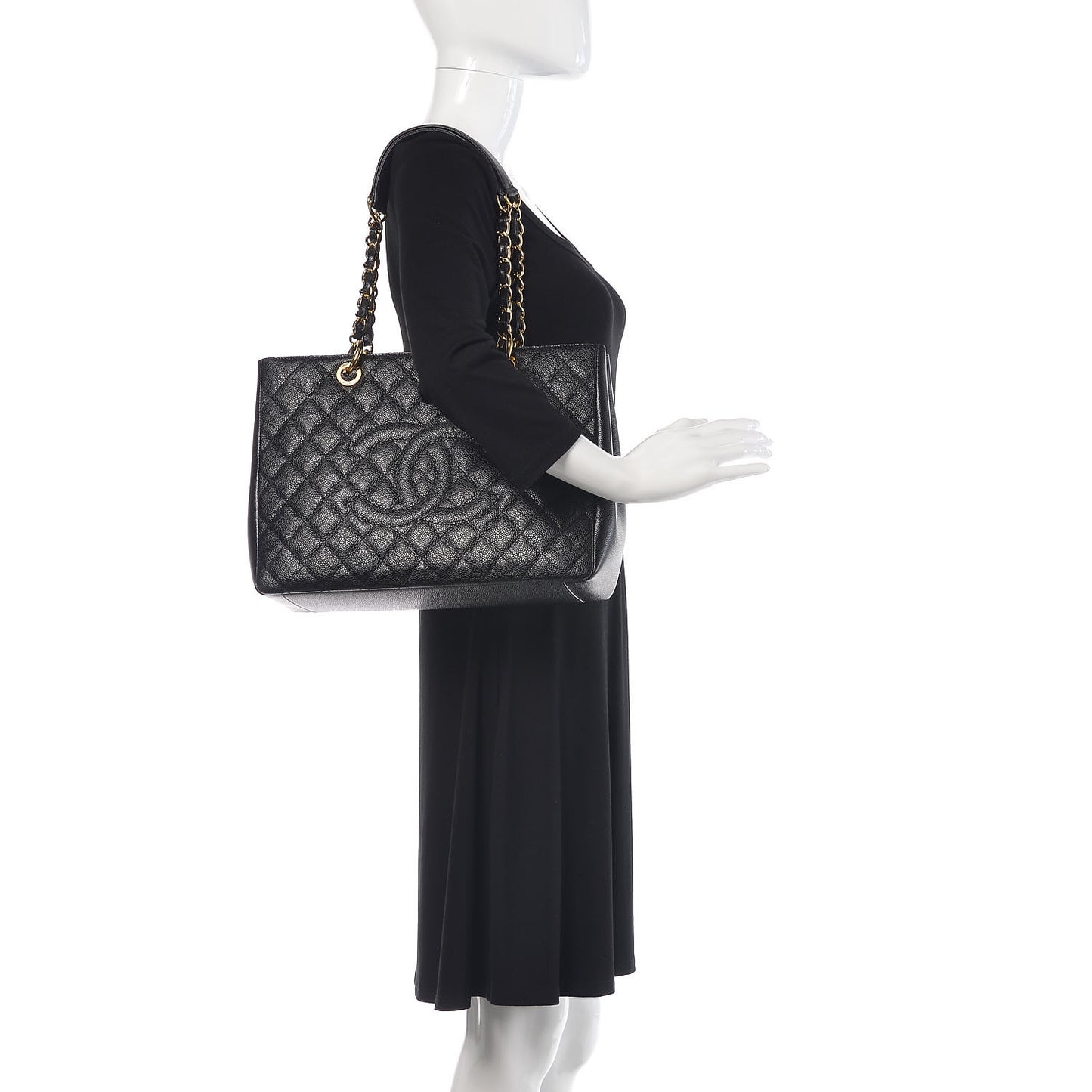 Caviar Quilted Grand Shopping Tote GST Black