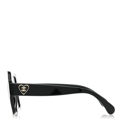 Chanel Acetate Square Heart Sunglasses 5479 Black 3 of 8