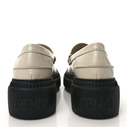 Fendi Vitello Abrasivato Fendigraphy 50mm Loafers 38.5 Blanco Babe 5 of 11