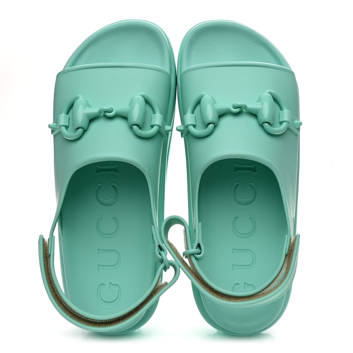 Soft Rubber Horsebit Womens Slingback Sandals 39 Teal Cyan