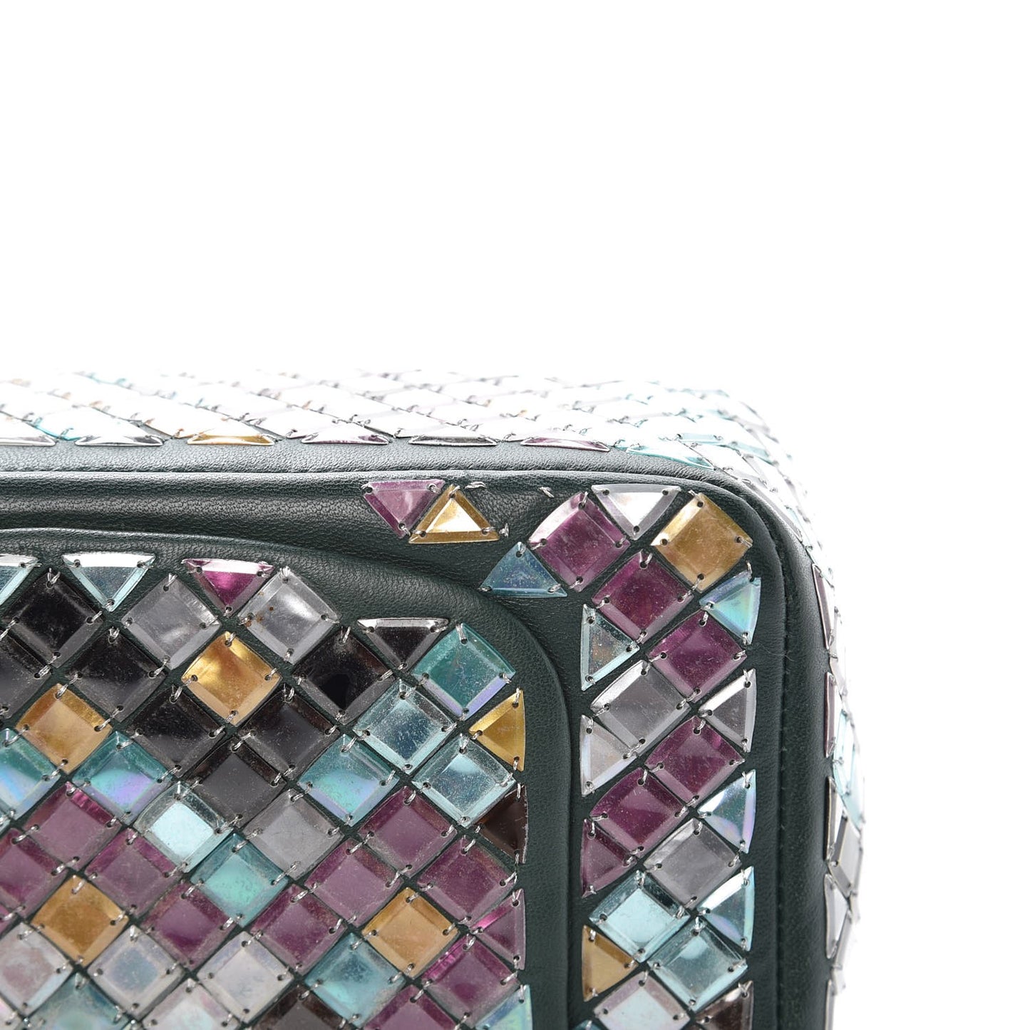 Lambskin Mosaic Small Flap Green Multicolor
