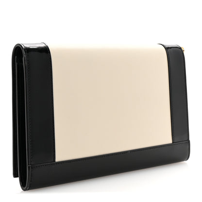 Saint Laurent Lambskin Patent Monogram Cassandre Clasp Flap Pouch Off White Black 3 of 7