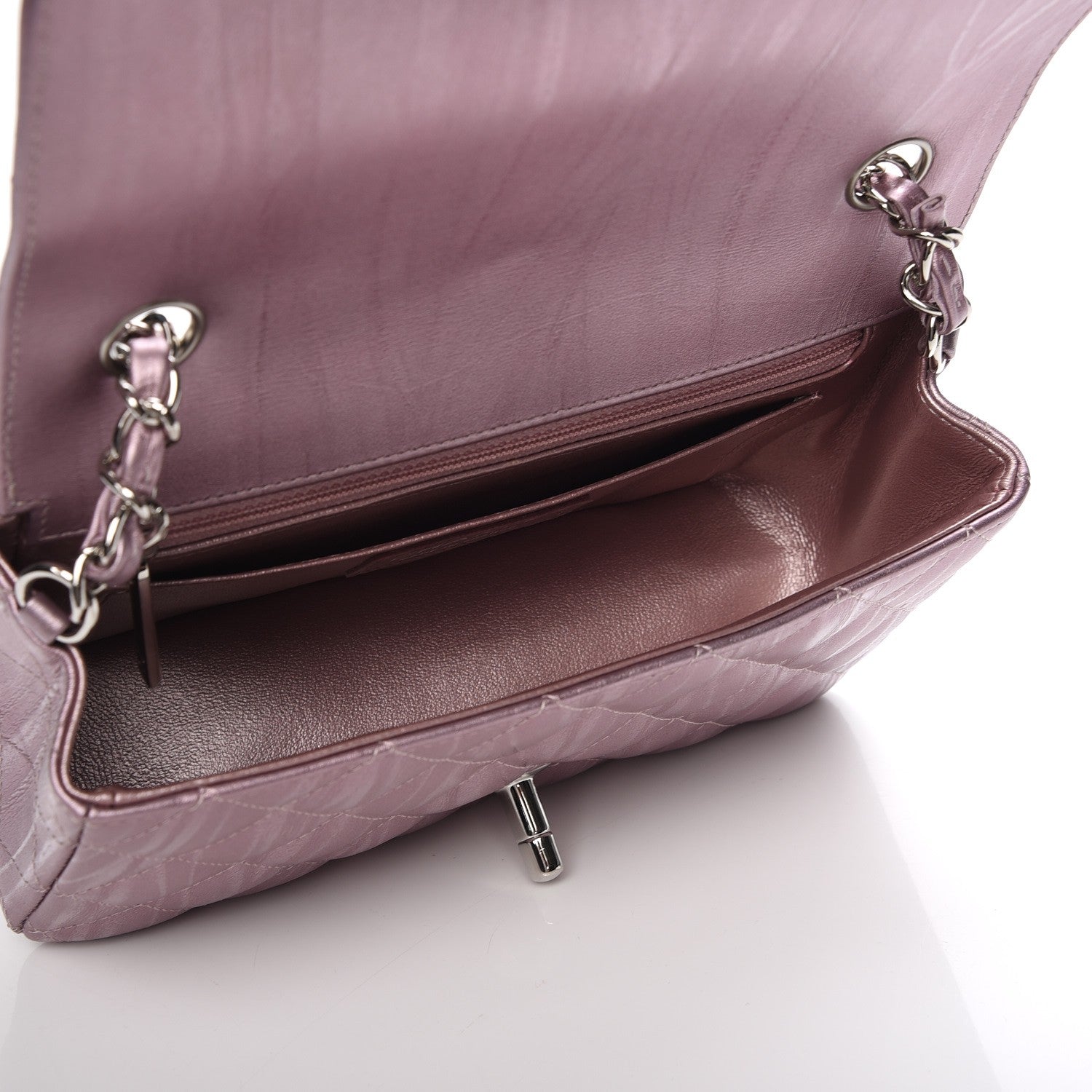 Chanel Metallic Calfskin Quilted Mini Rectangular Flap Pink 5 of 8
