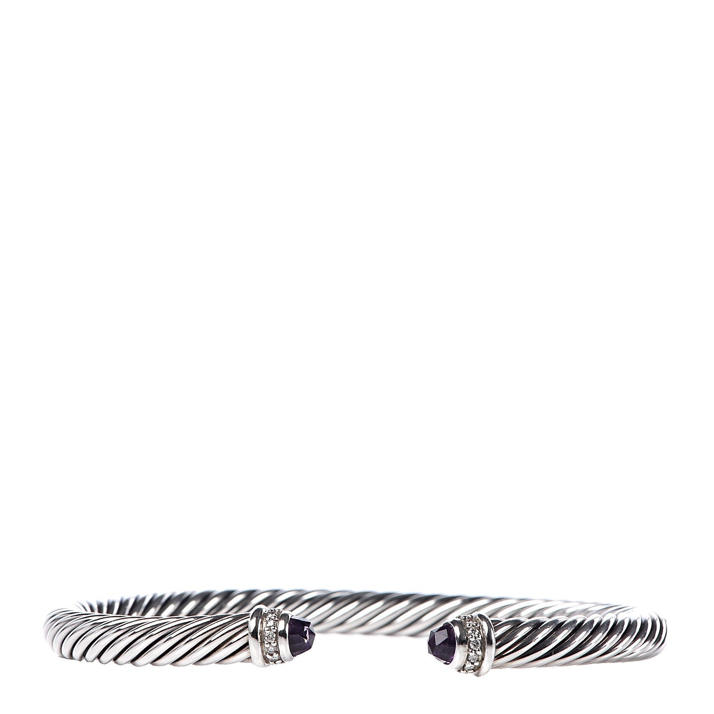 Sterling Silver Diamond Amethyst 5mm Cable Classics Bracelet