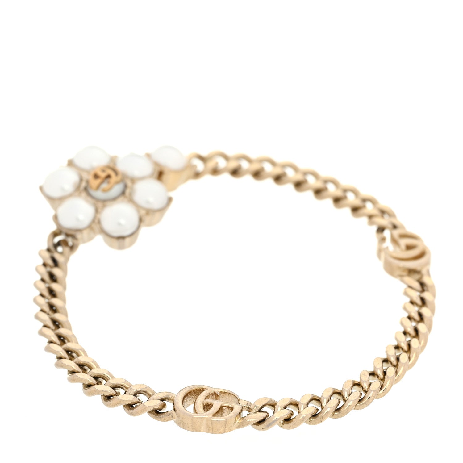 Gucci Pearl GG Marmont Bracelet Aged Gold Pearl Cream 3 of 5