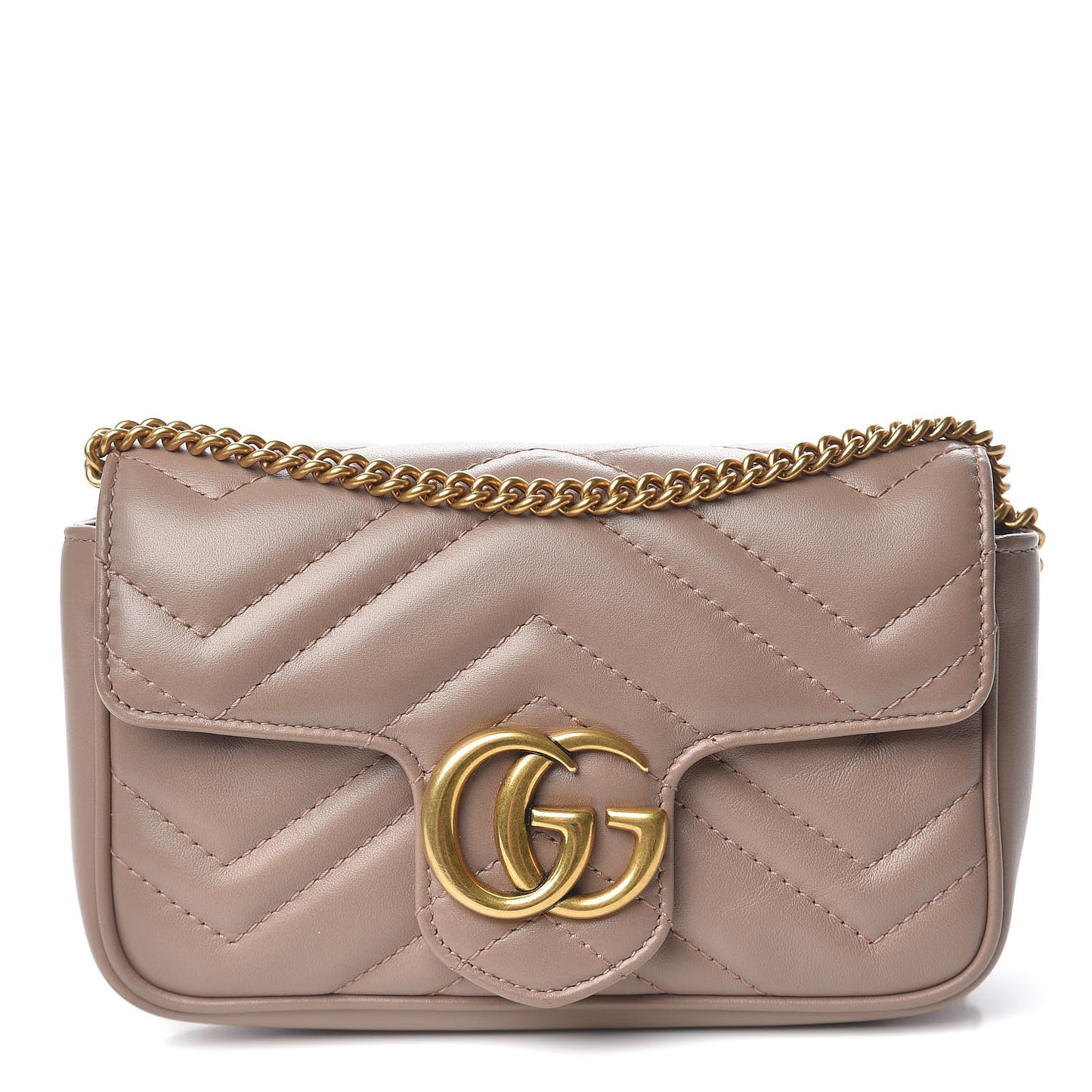 Calfskin Matelasse Super Mini GG Marmont Shoulder Bag Porcelain Rose