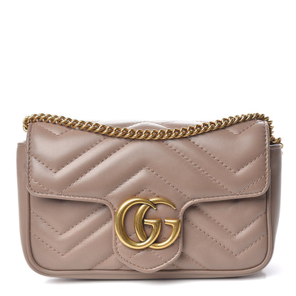 Gucci Calfskin Matelasse Super Mini GG Marmont Shoulder Bag Porcelain Rose 1 of 11