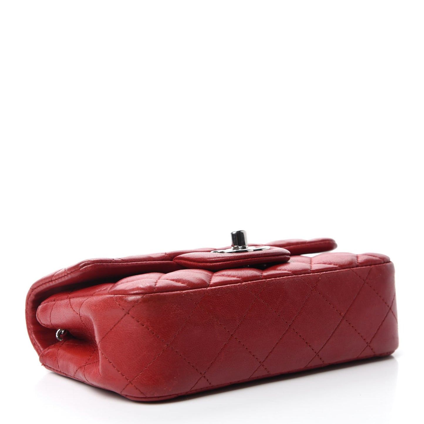 Lambskin Quilted Extra Mini Rectangular Flap Red