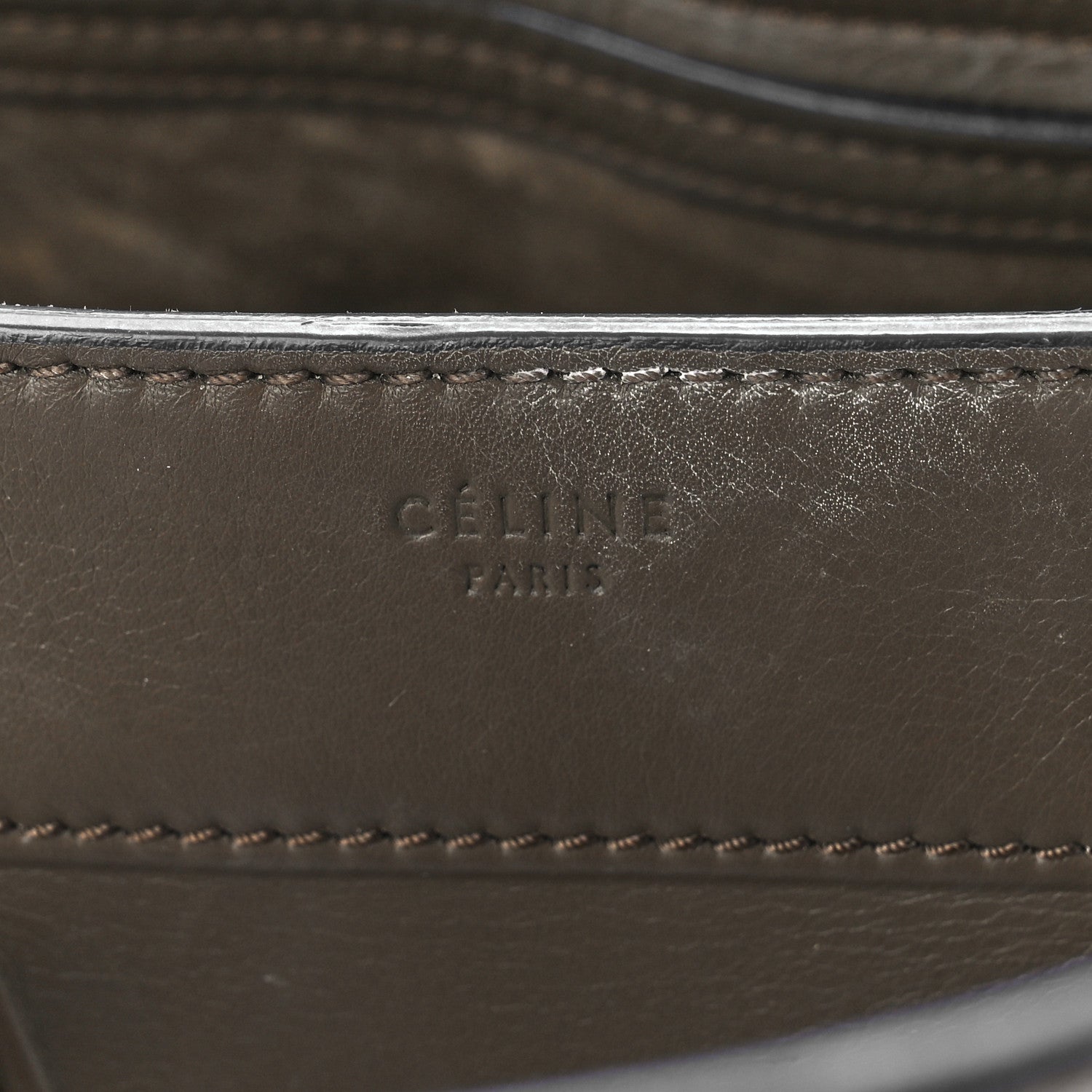 Celine Supple Calfskin Medium Phantom Luggage Khaki Cobalt Trim 8 of 12