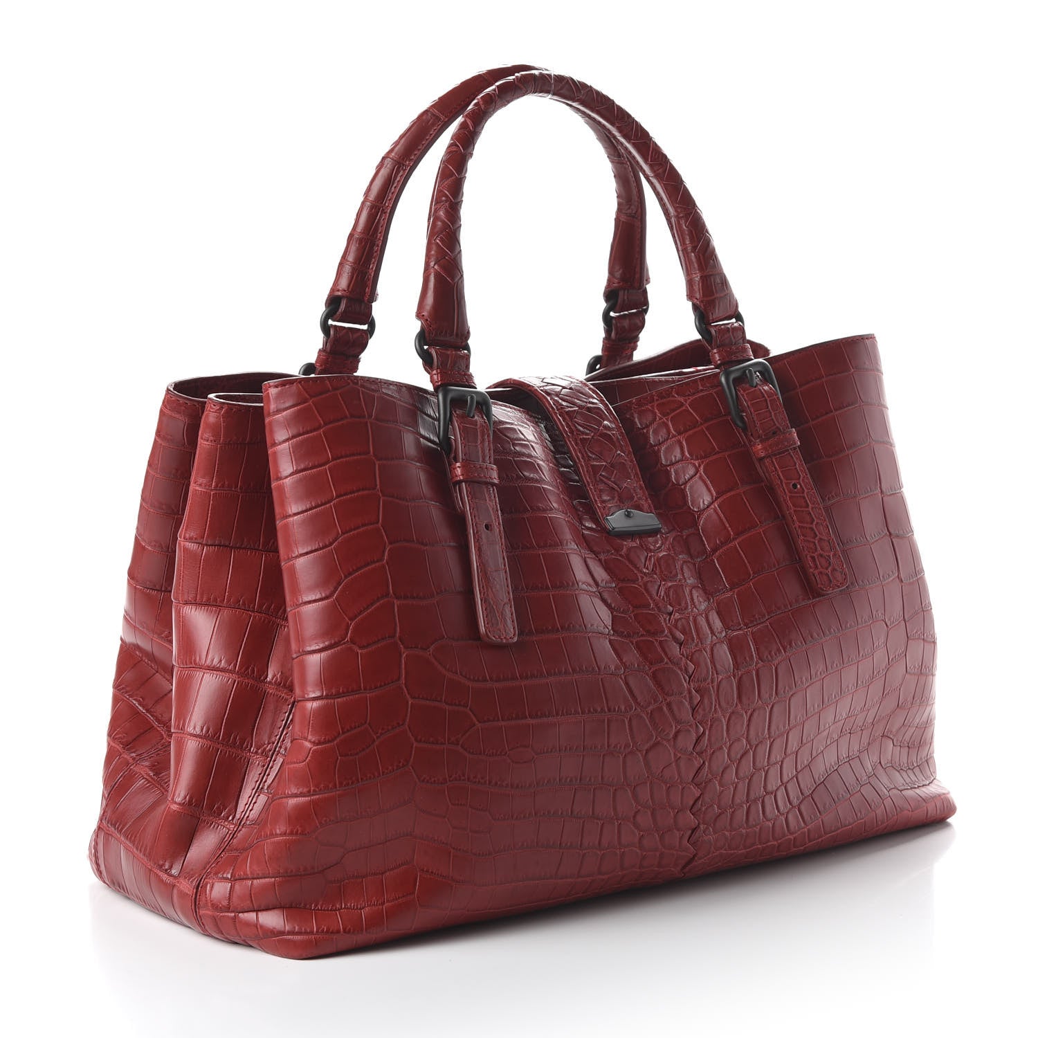 Bottega Veneta Soft Crocodile Fume Medium Roma Tote Blood 3 of 9