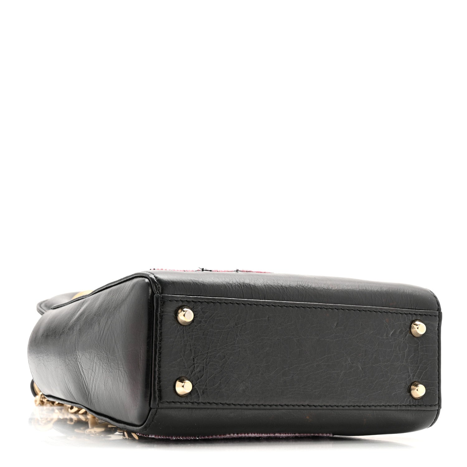 Christian Dior Calfskin Beaded Mini Lady Dior Black 4 of 11
