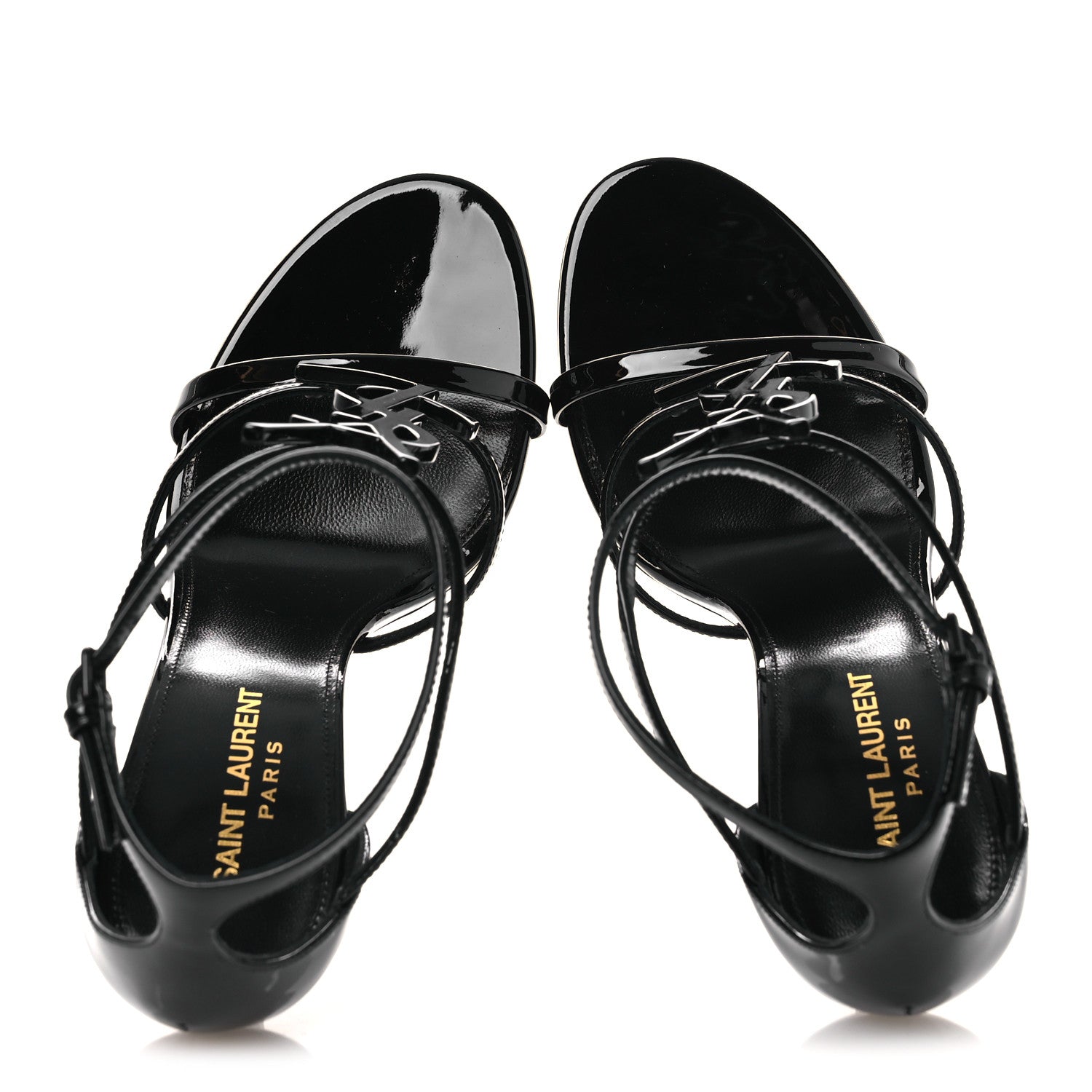 Saint Laurent Vernice Chiffon 100 Ankle Strap Sandals 39.5 Black 6 of 11