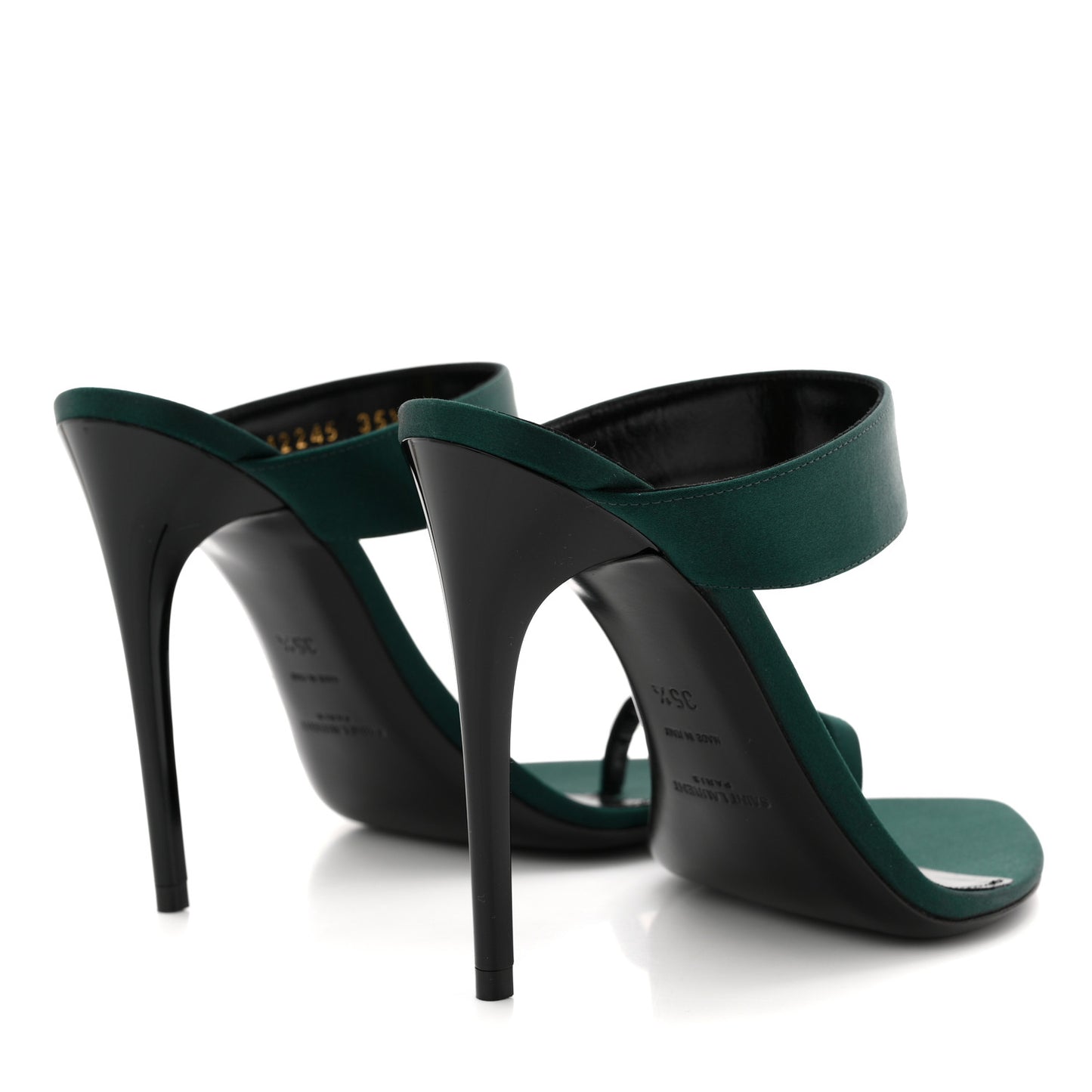 Crepe Satin Martha Mule 110 Sandals 35.5 Dorian Green