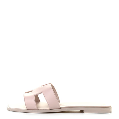 Hermes Box Calfskin Oran Sandals 37 Rose Pale 1 of 8