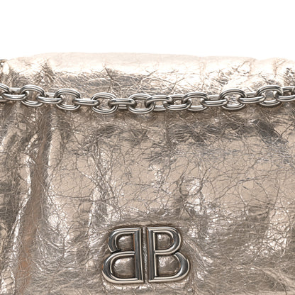 Balenciaga Metallized Arena Calfskin Small Monaco Chain Shoulder Bag Stone Beige 9 of 11