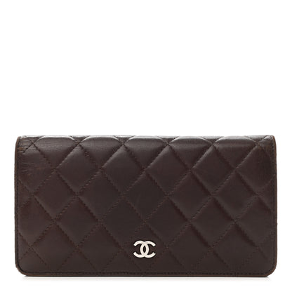 Chanel Lambskin Quilted Yen Wallet Dark Brown 1 of 10
