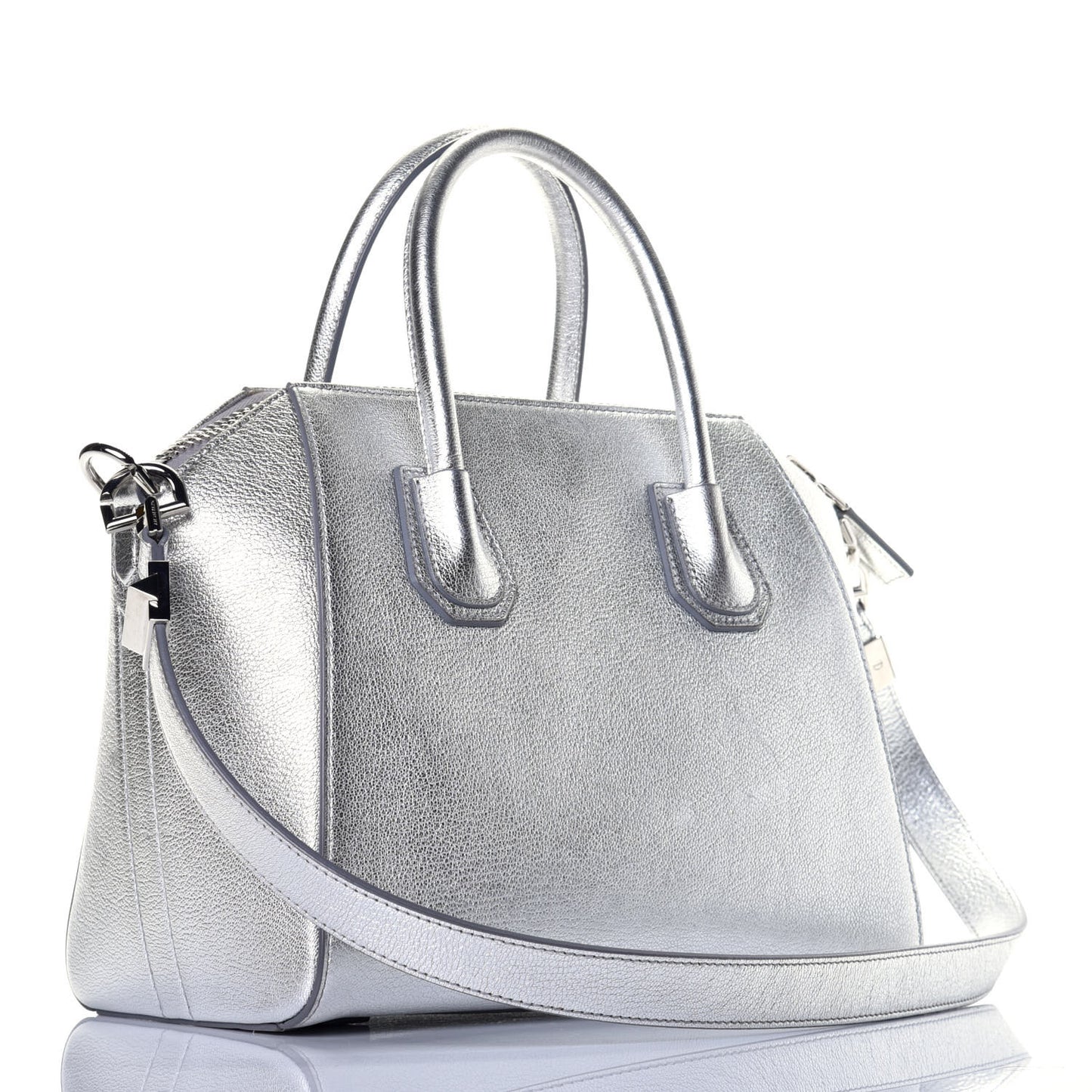Metallic Sugar Goatskin Small Antigona Silver