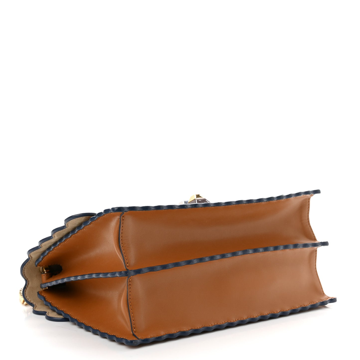 Vitello Liberty Scalloped Studded Kan I Shoulder Bag Caramello