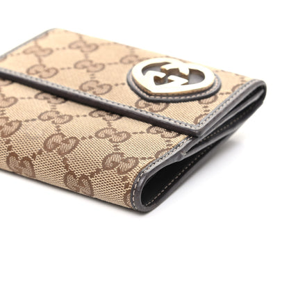 Gucci Monogram Lovely Heart French Flap Wallet Dark Brown 10 of 10