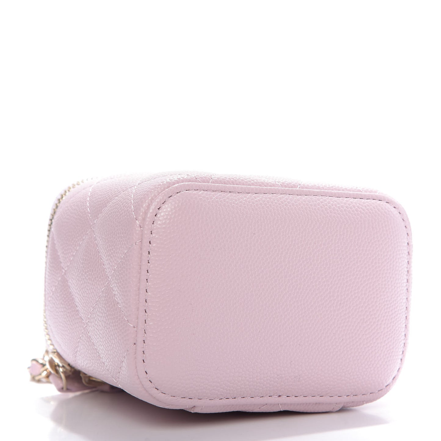 Caviar Quilted Mini Vanity Case With Chain Light Pink