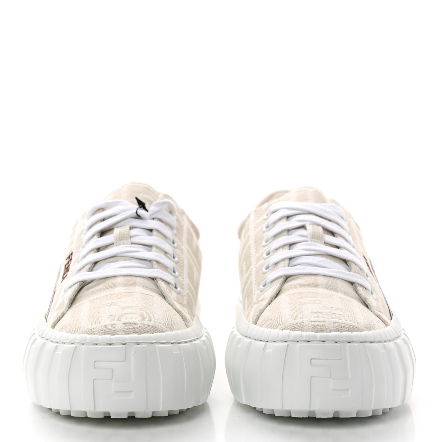 Fabric Jacquard FF Rainbow Womens Fendi Force Low-Top Sneakers 37 Avorio