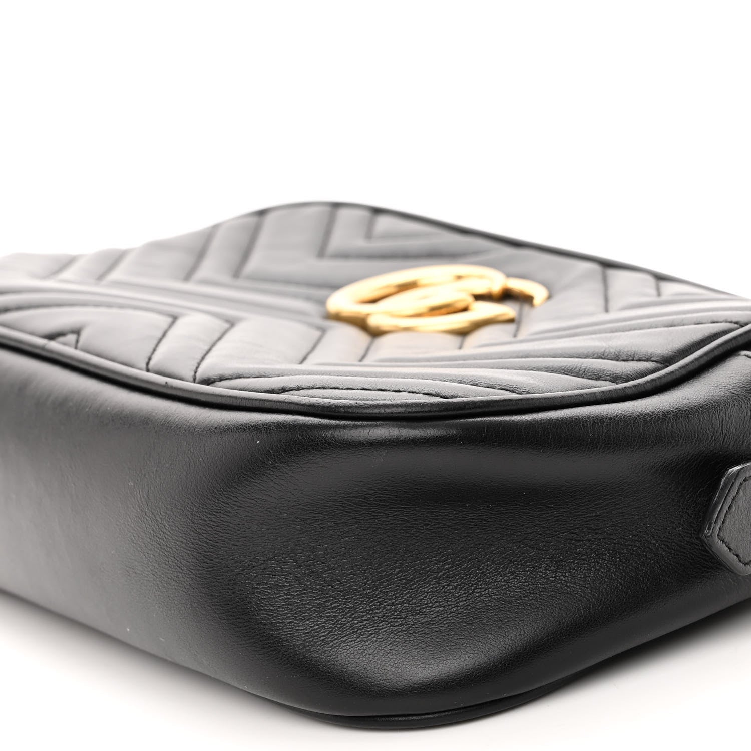 Gucci Calfskin Matelasse Small GG Marmont Chain Shoulder Bag Black 10 of 11