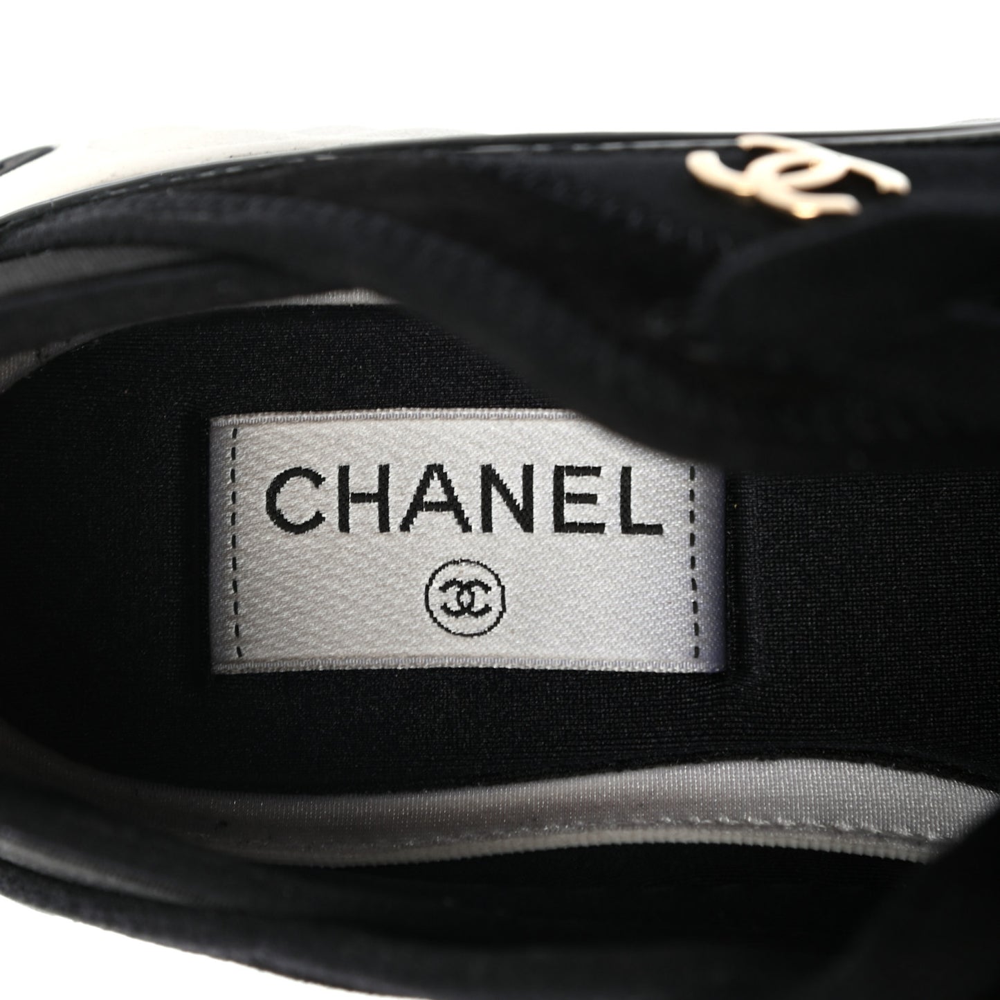 Fabric Calfskin Suede CC Sneakers 36 Black