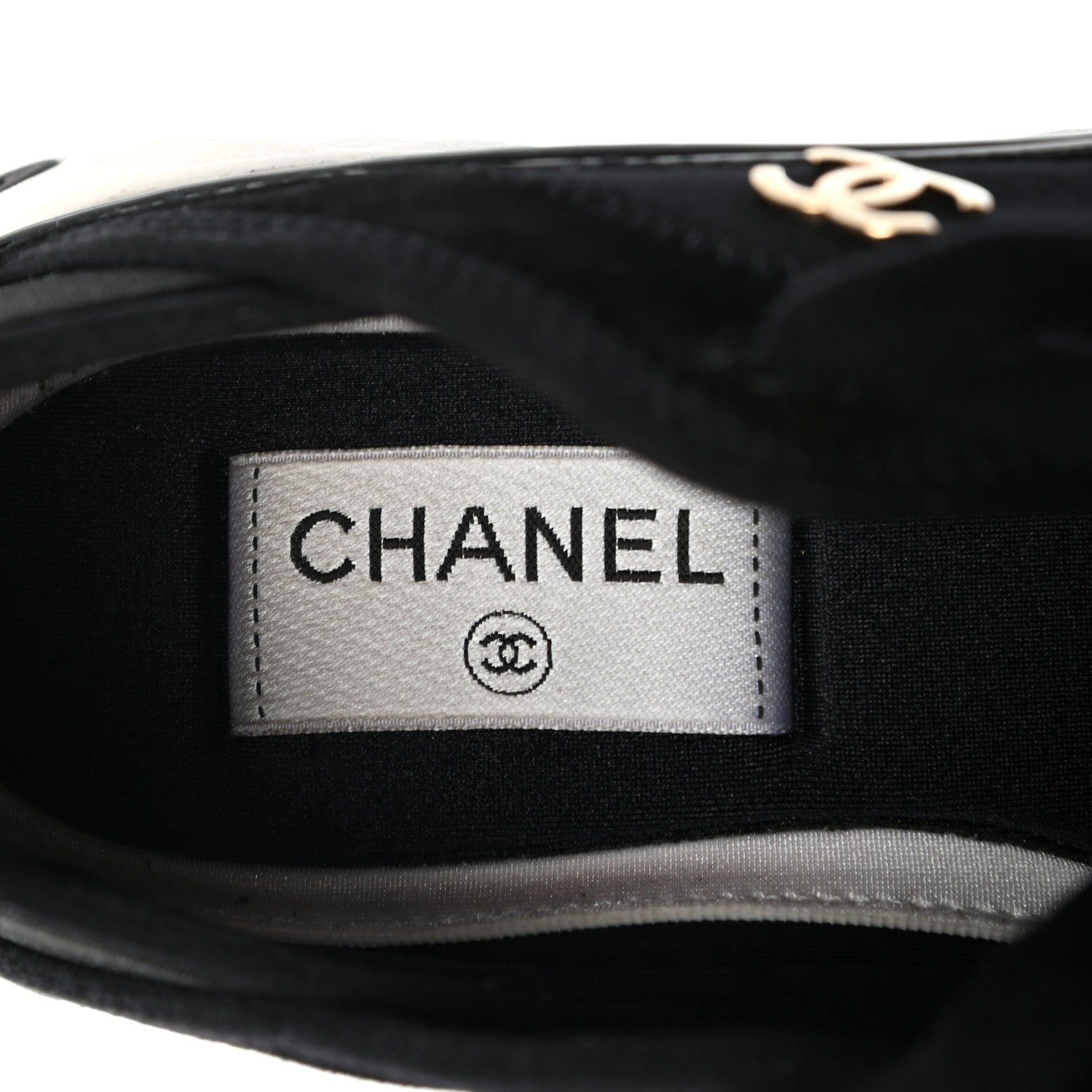 Chanel Fabric Calfskin Suede CC Sneakers 36 Black 6 of 8