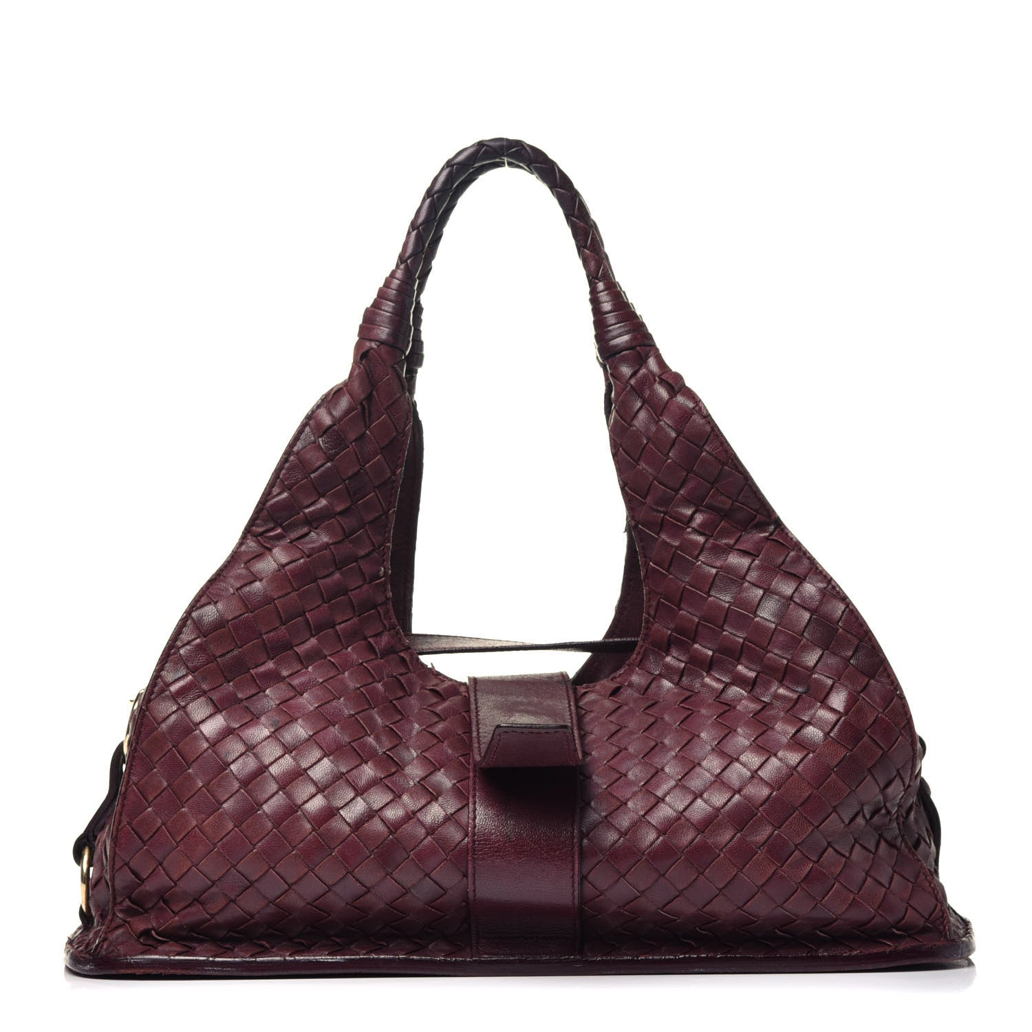 Bottega Veneta Nappa Intrecciato Shoulder Bag Dark Red 1 of 9