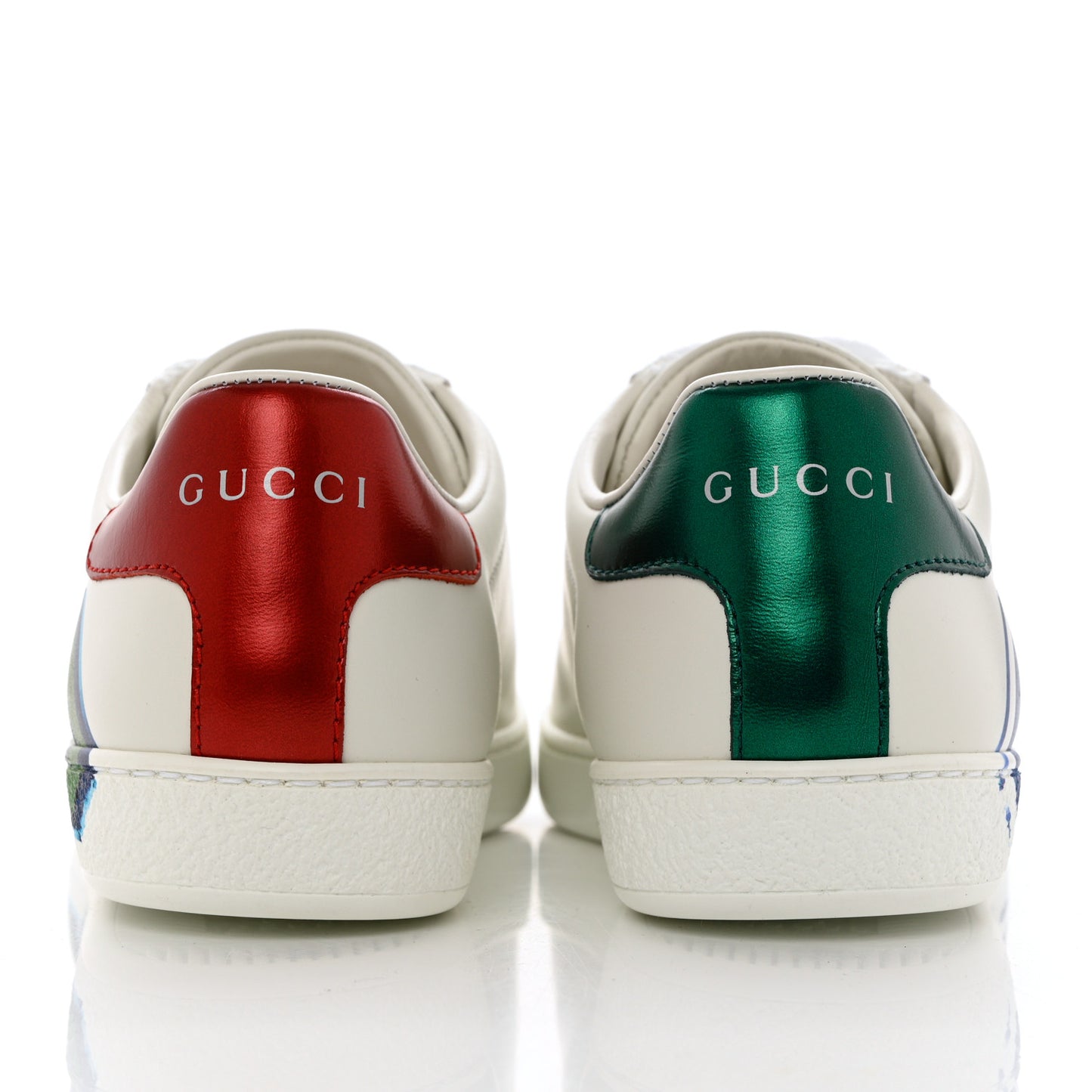 Calfskin Nappa LOVED Print Womens Ace Sneakers 37 White Red Flame Green