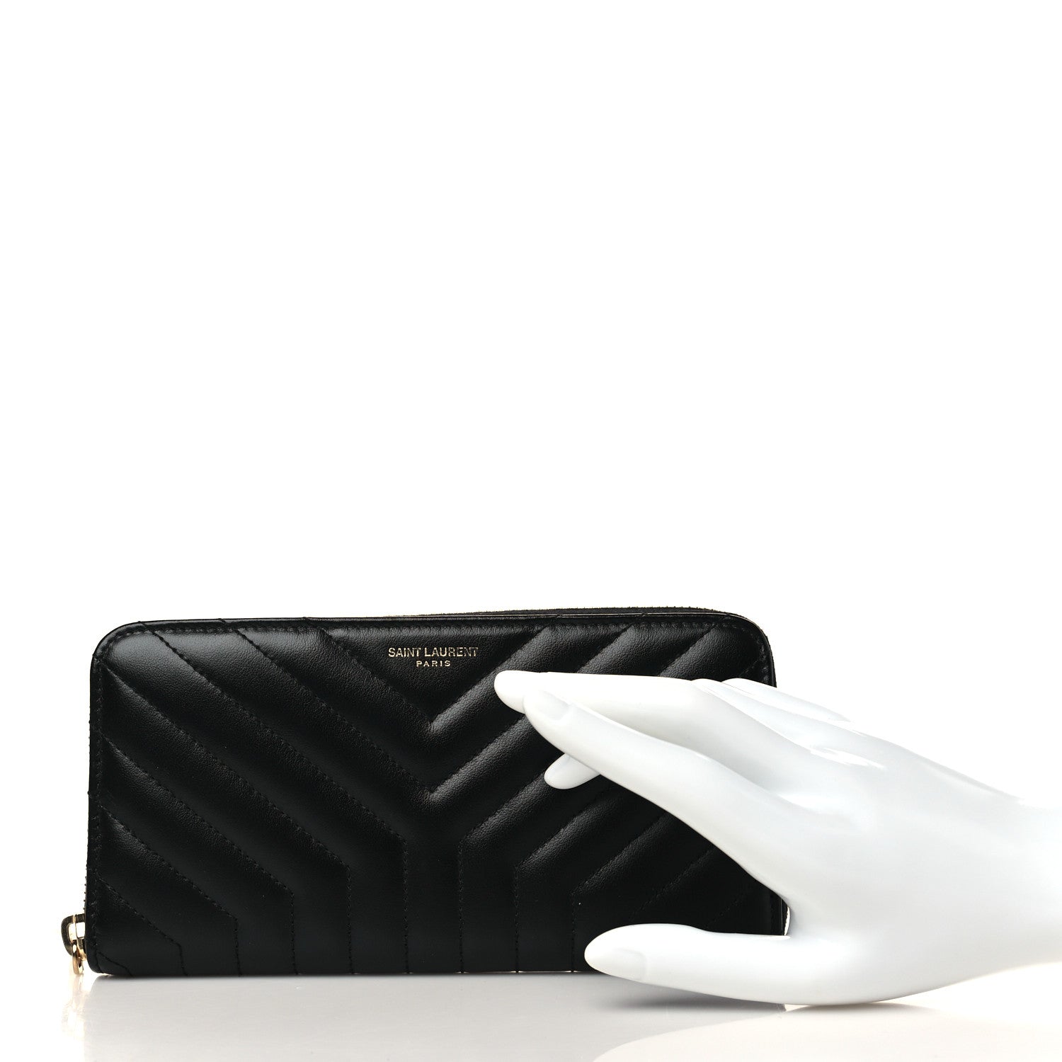 Saint Laurent Calfskin Y Quilted Joan Zip Around Wallet Black 2 of 7