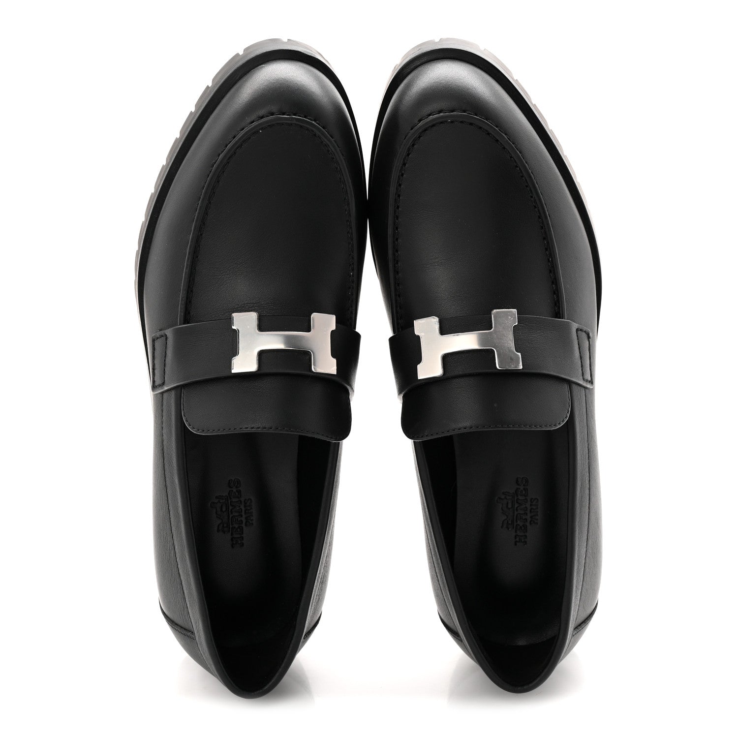 Hermes Calfskin Womens Faubourg Loafers 36 Black 2 of 9