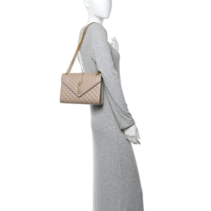 Saint Laurent Grain De Poudre Textured Mixed Matelasse Medium Triquilt Monogram Satchel Dark Beige 2 of 11