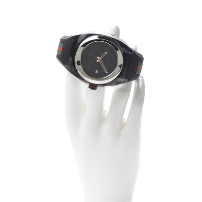 Gucci Stainless Steel Rubber 46mm Sync Web Quartz Watch Black 2 of 5