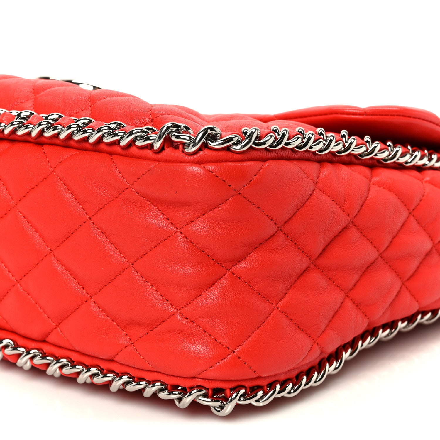 Chanel Washed Lambskin Quilted Maxi Chain Around Flap Red 10 of 10