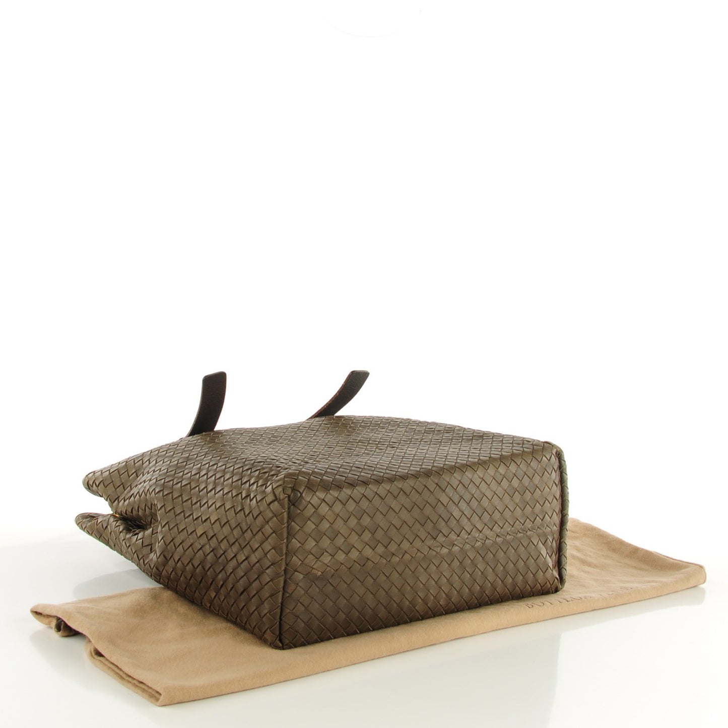 Intrecciato Light Calf Shopper Tote Khaki Brown