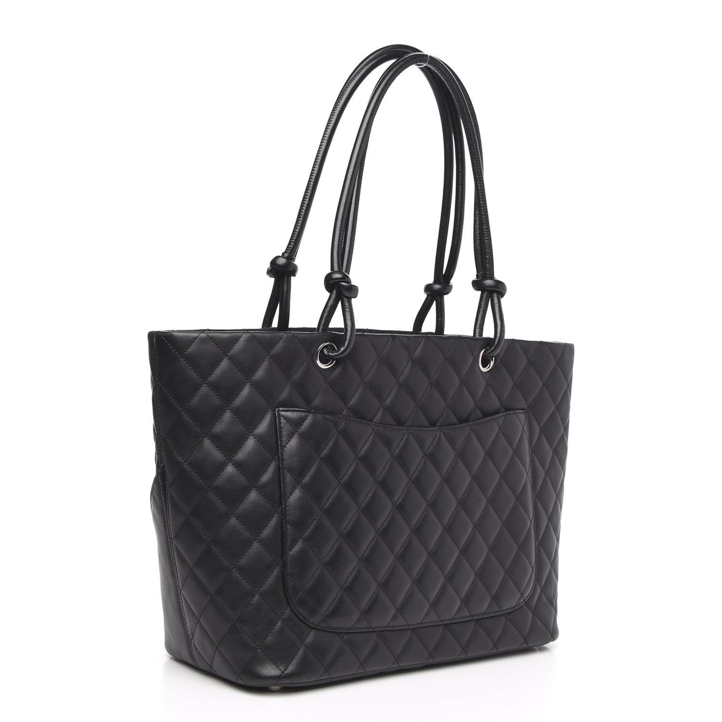 Calfskin Quilted Large Cambon Tote Black White