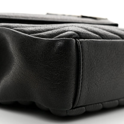 Saint Laurent Sheepskin Matelasse Chevron Monogram Medium College Bag Black 9 of 11