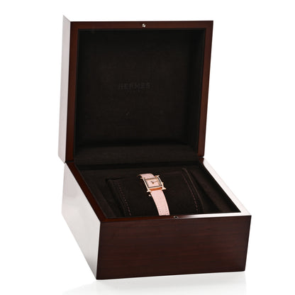 Hermes 18K Rose Gold Alligator Diamond Bezel Rose Opal 17.2mm Heure H Hour Quartz Watch Rose Pale 5 of 5