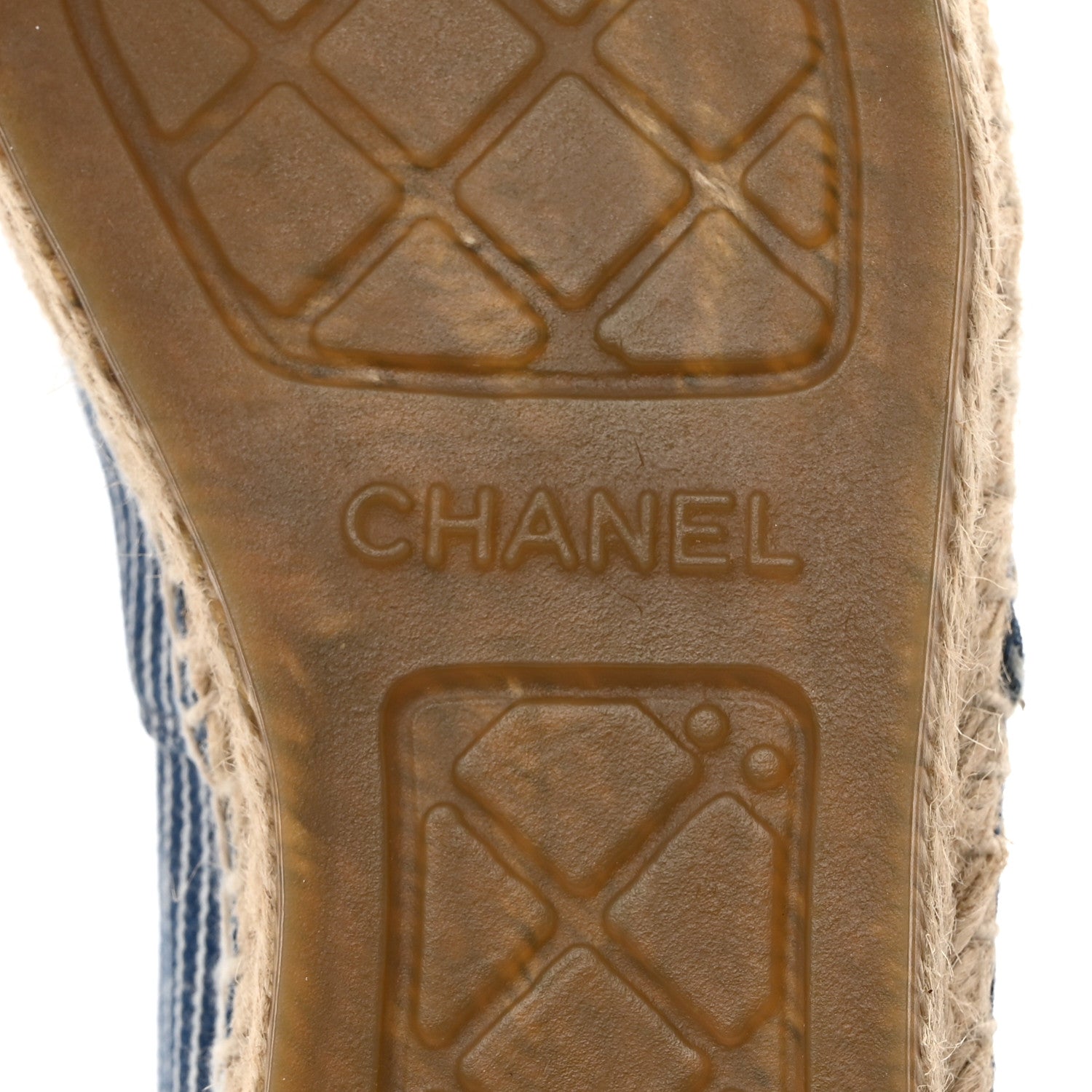 Chanel Canvas Striped Patent CC Espadrilles 36 Navy Black 8 of 9