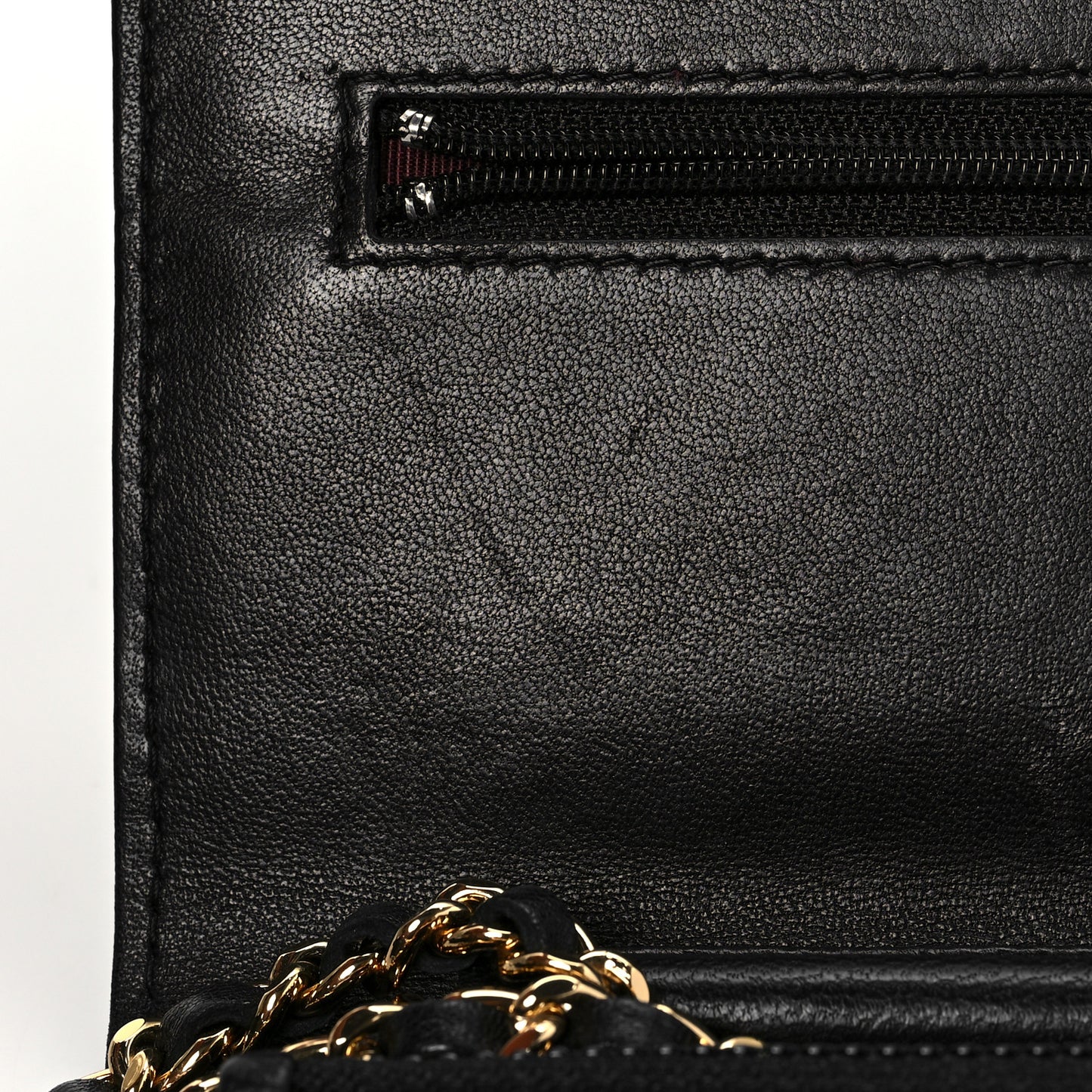 Lambskin Quilted Wallet On Chain WOC Black