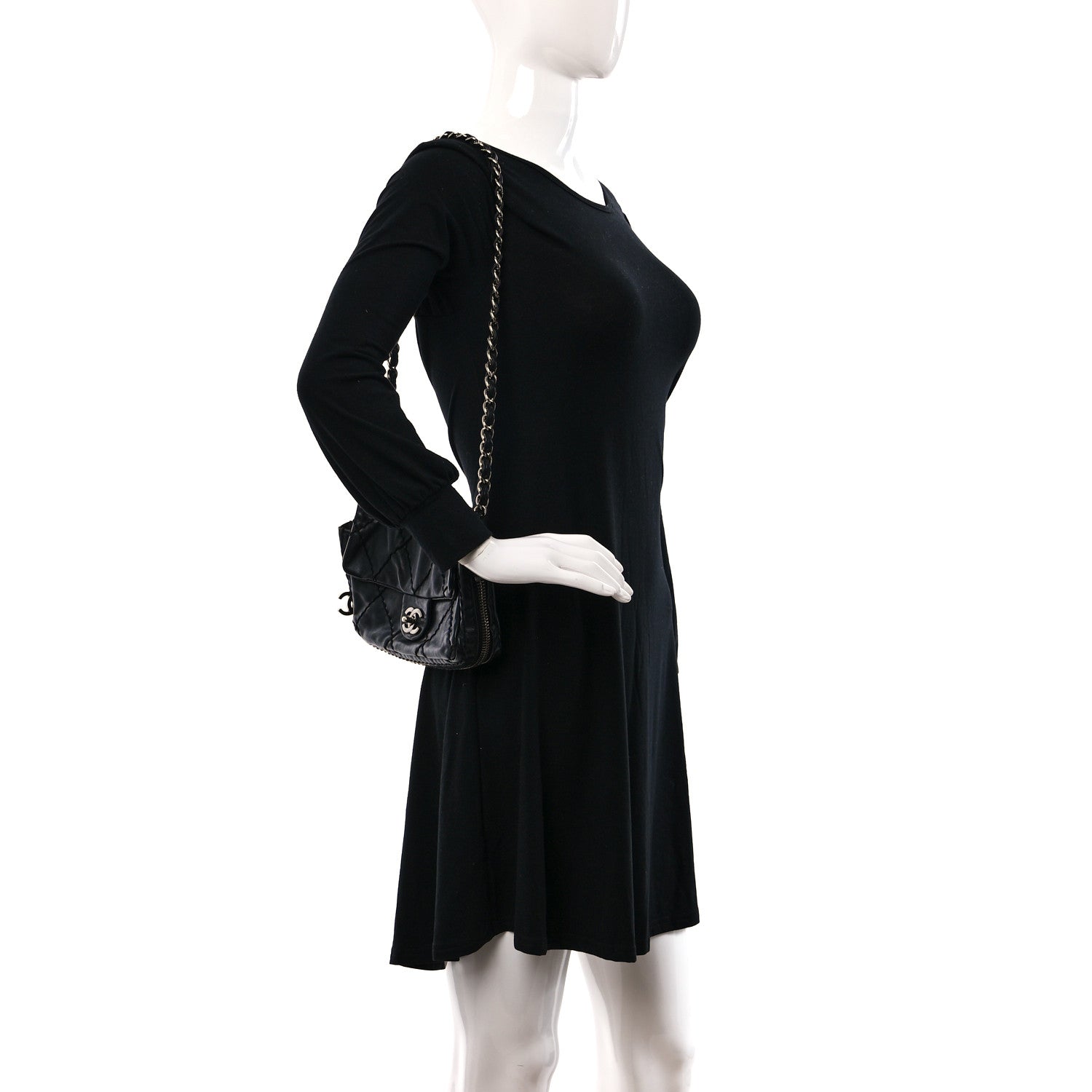 Chanel Calfskin Stitched Expandable Flap Black 2 of 12
