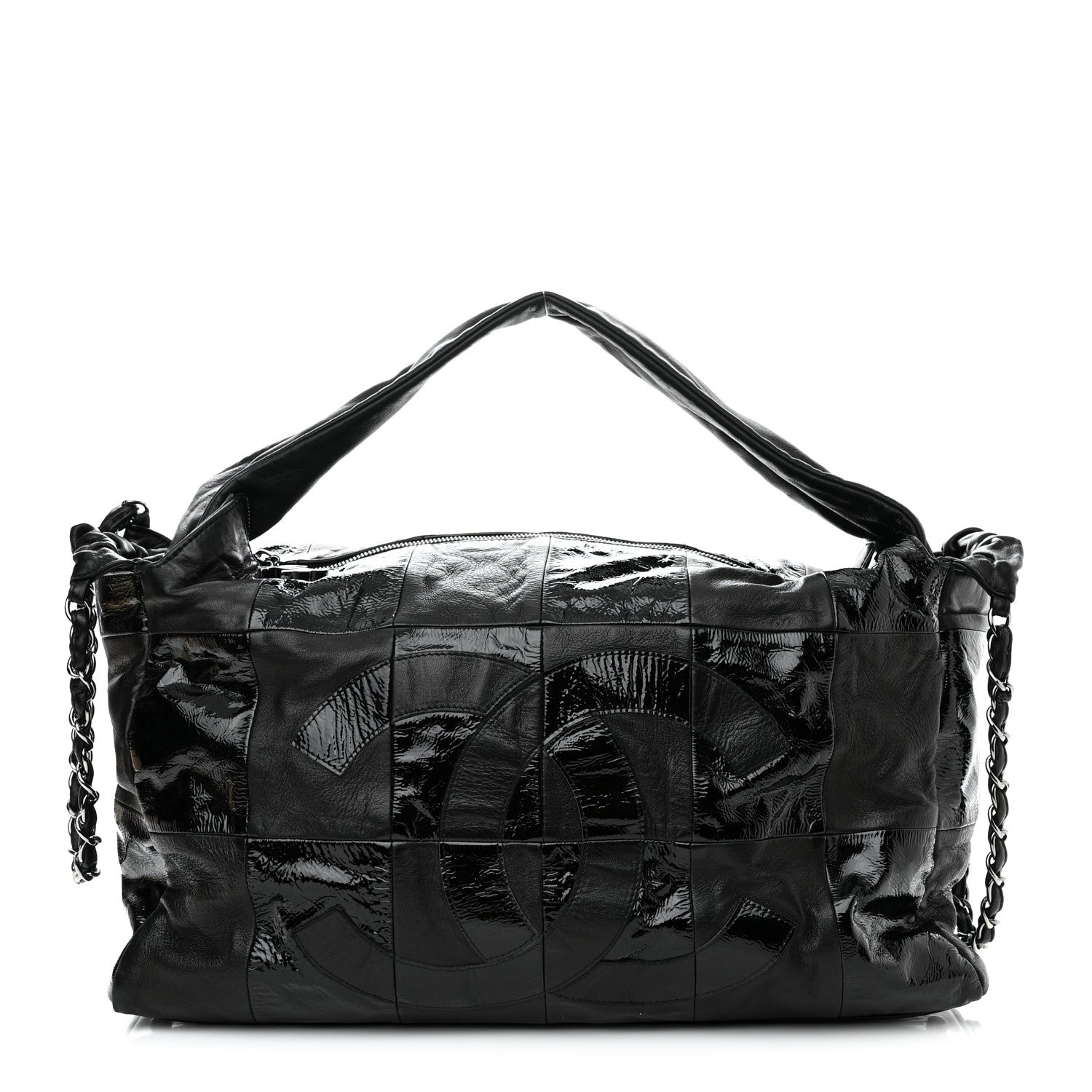 Chanel Lambskin Patent Calfskin Brooklyn Patchwork Hobo Black 1 of 10