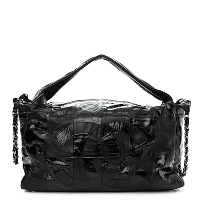 Chanel Lambskin Patent Calfskin Brooklyn Patchwork Hobo Black 1 of 10