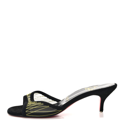 Christian Louboutin Suede Mesh 50 Sandals 37 Black 1 of 11